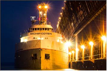 Freighter at night